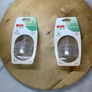 Nuk Simply Natural 2pk Nipples 0+ Slow, 6+M Fast BPA Free Anti-colic Lot of 2